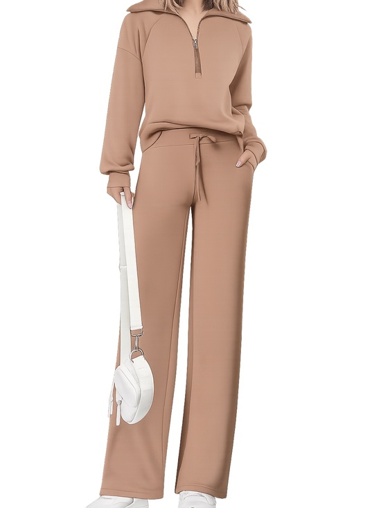 Pants - PRETTYGARDEN Women’s 2-Piece lounge set Tan Size L